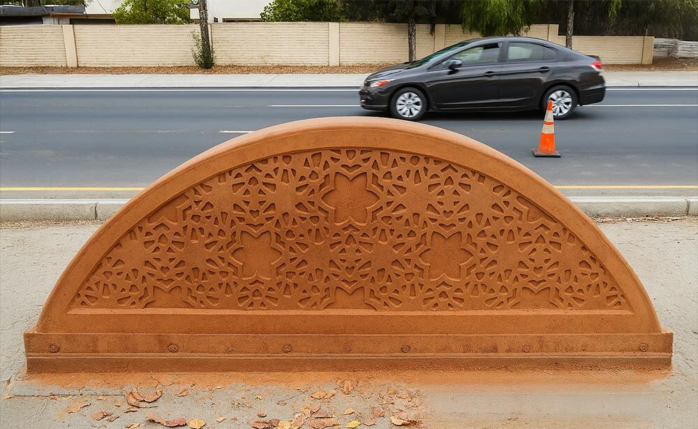 Road divider by students from San Jose